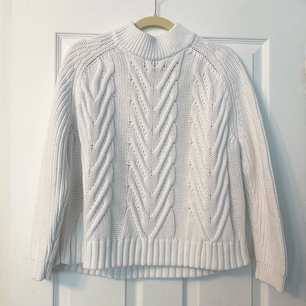 J. Crew White Cowl Neck Cable Knit Sweater - Picture 1 of 4